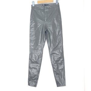 Zara Women's Light Green Faux Leather High Rise Skinny Leggings Size XS